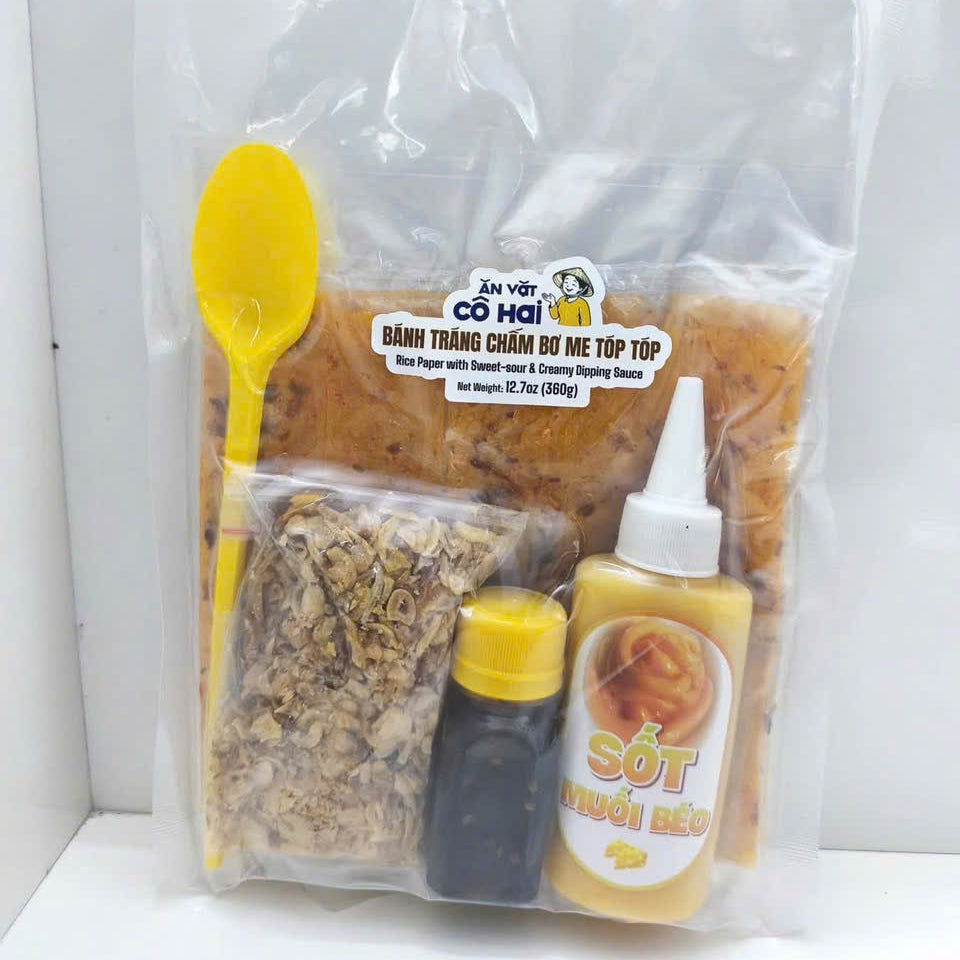 AVCH100 - Banh Trang Cham Bo Me Top Top/ Rice Paper With Sweet-Sour & Creamy Dipping Sauce * 360g x 20 Units