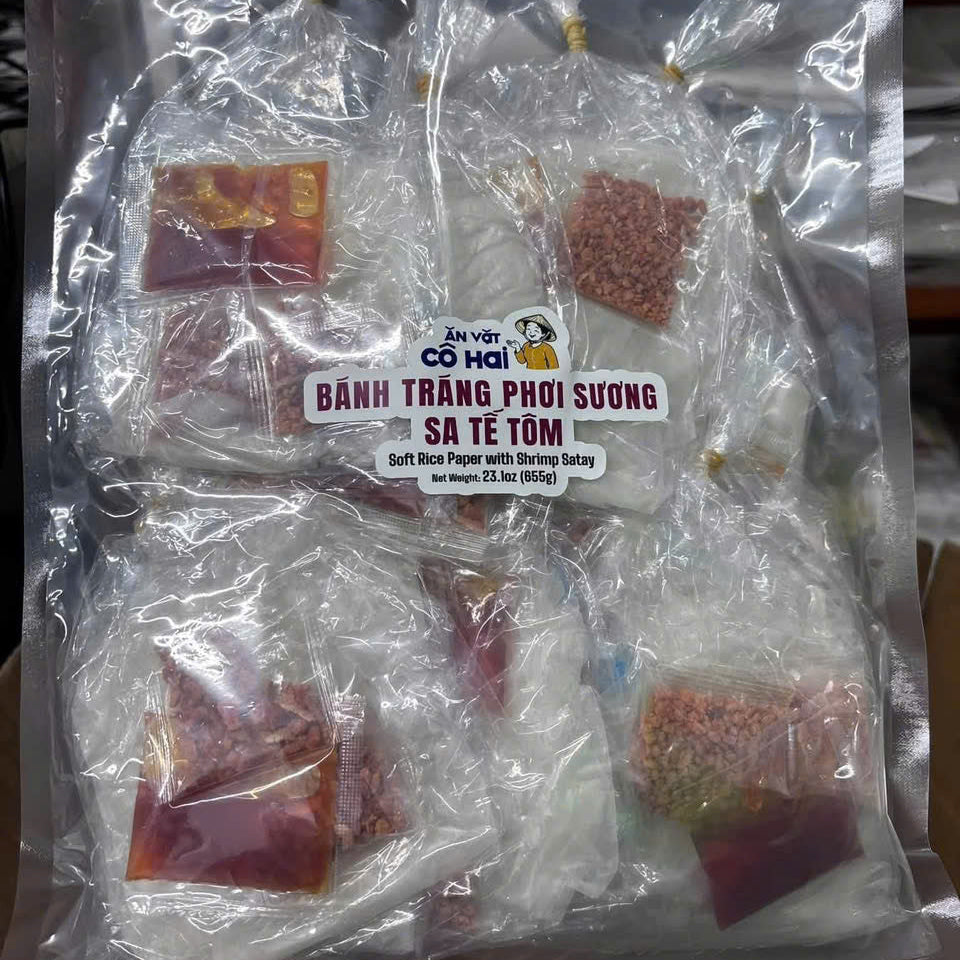 AVCH95 - Banh Trang Phoi Suong Sa Te Tom/ Soft Rice Paper With Shrimp Satay * 655g x 15 Units