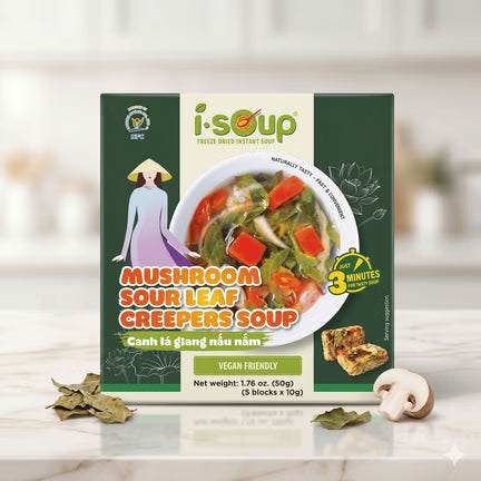 Canh La Giang Nau Nam/ Mushroom Sour Leaf Creepers Soup * 50g