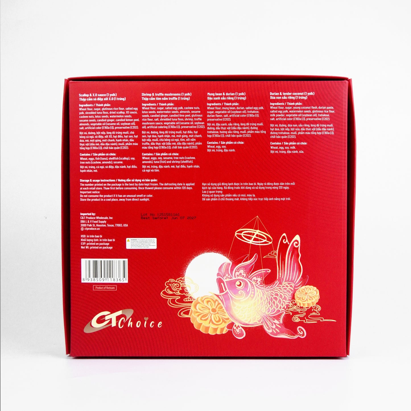 Banh Trung Thu Tham Cam CT Choice - Combo Box 4 Banh (Moon Cake - Red Box)