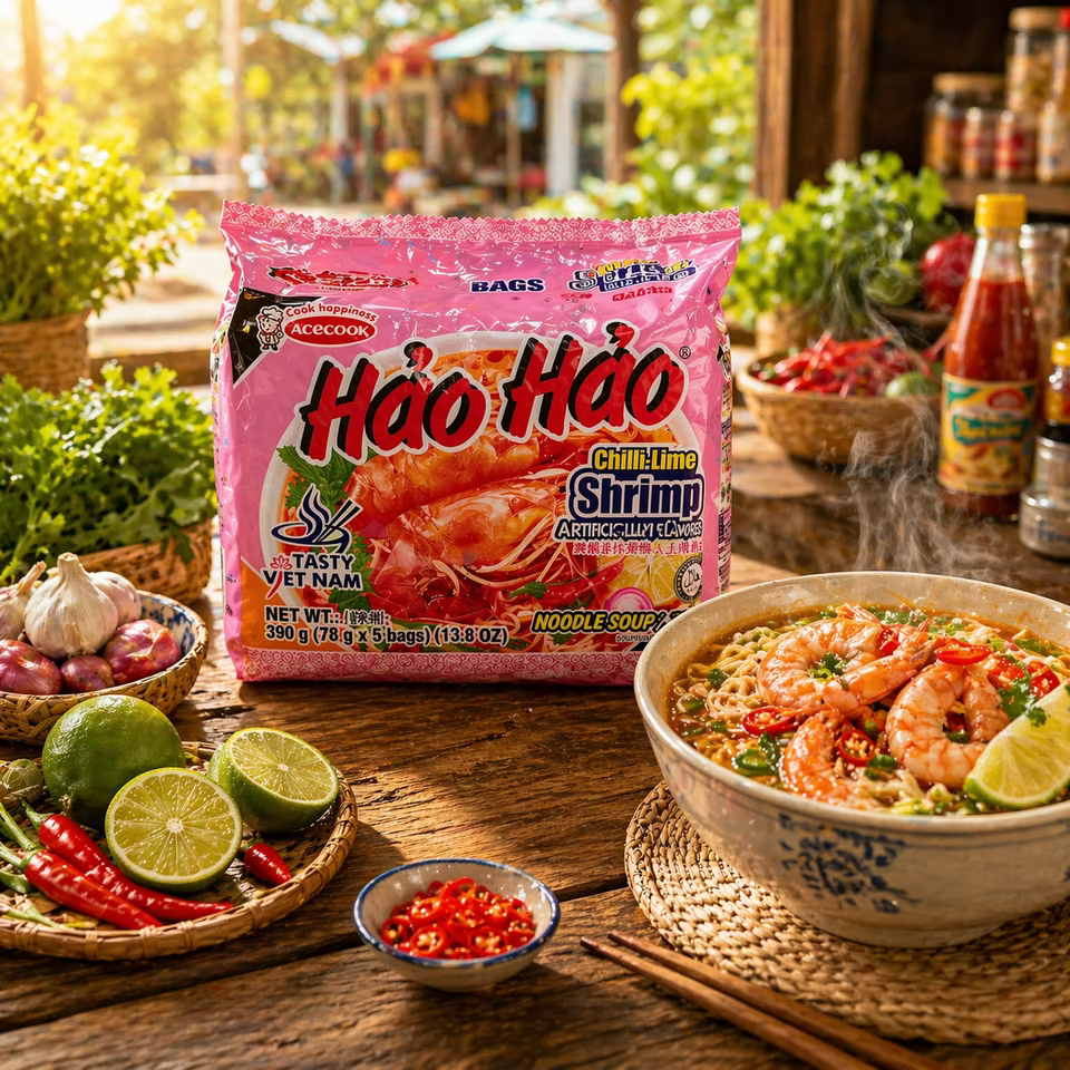 MI TOM SOT OT CHANH HAOHAO ACECOOK-CHILLI LIME & SHRIMP- box $20
