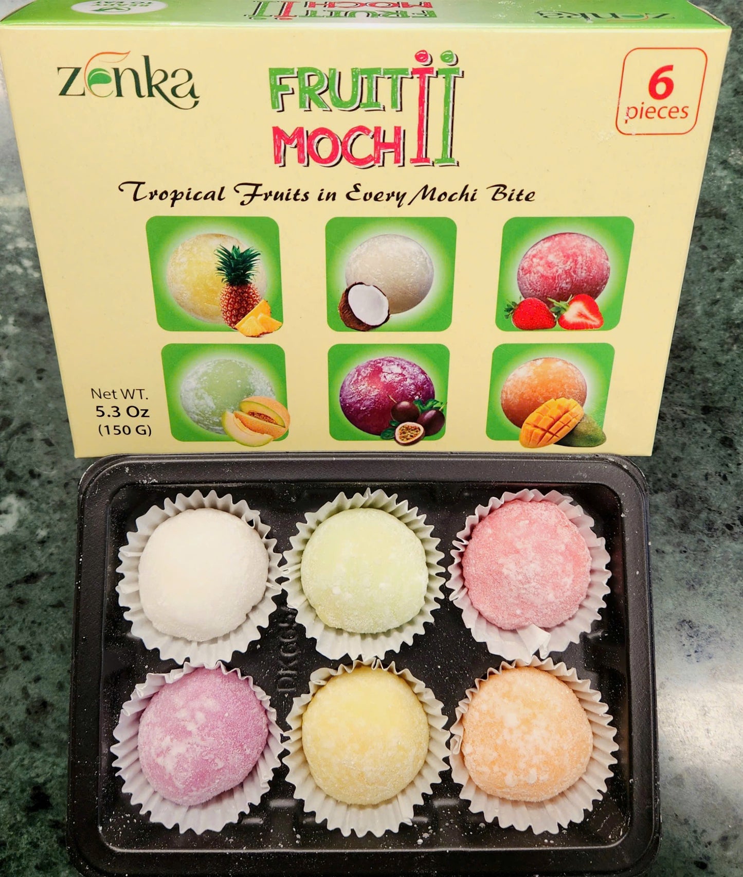 Mochi trái cây 6 vị : Dưa gang, dừa, dứa, dâu, chanh dây, xoài