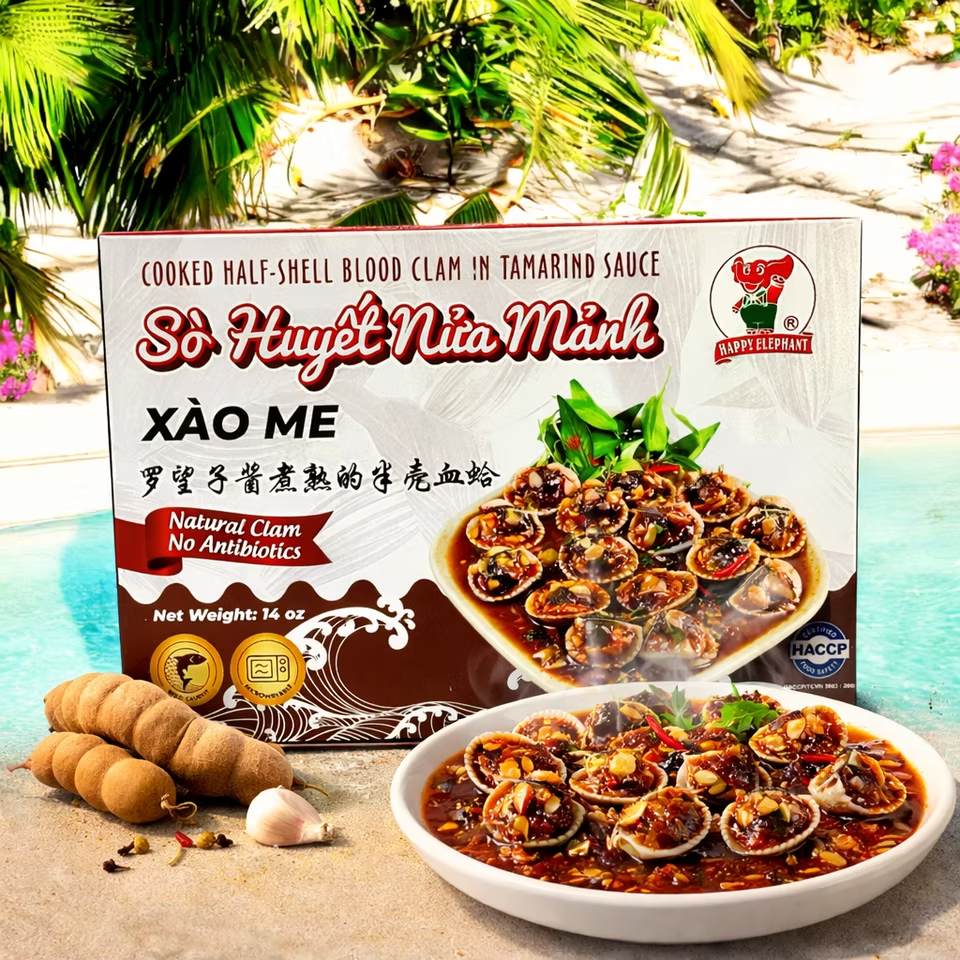 SO HUYET NUA MANH XAO ME / COOKED HALF SHELL BLOODY CLAM W/TAMARIND SAUCE 14OZ