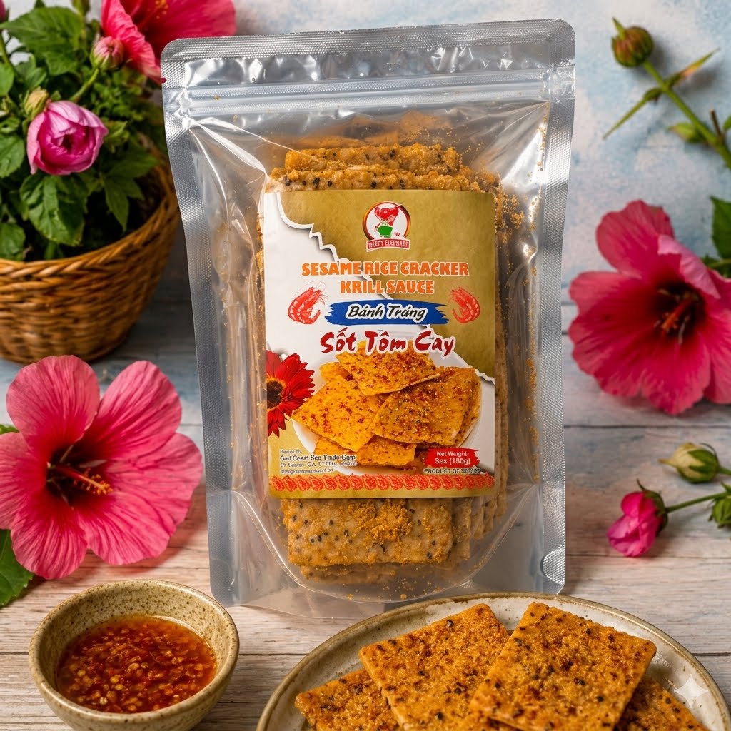 BANH TRANG SOT TOM CAY / SESAME RICE CRACKER KRILL SAUCE 5.6OZ