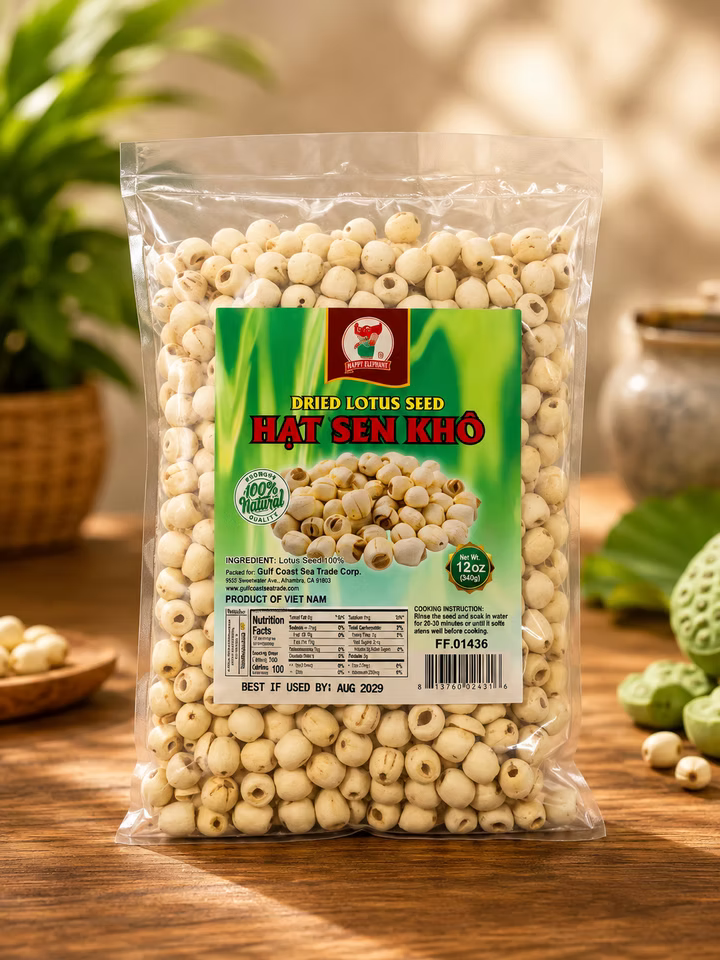 HAT SEN KHO/DRIED LOTUS SEED, 30BAGS x 12OZ./CS, 22.50LBS