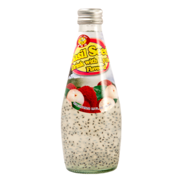 HONEYBEE Do Uong Vai Thieu Hat Hung Que Mat Ong - BASILSEED DRINK LYCHEE 9.8oz