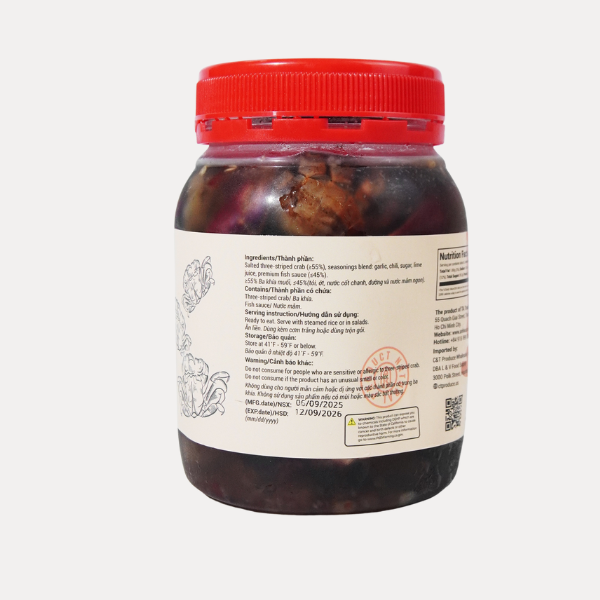 Mam ba khia tron toi ot - Pickled Crab With Garlic & Chil 600g