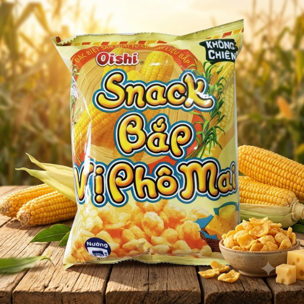 O-01 Chips Oishi (Bap Pho Mai- Cheese Corn Flavored) 65g/bag