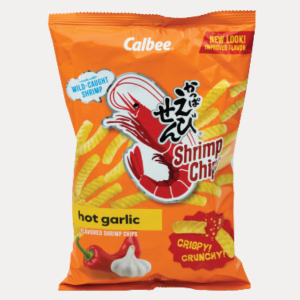 Snack tom nuong vi toi ot - CALBEE HOT GARLC SHRMP CHIP 3.3OZ