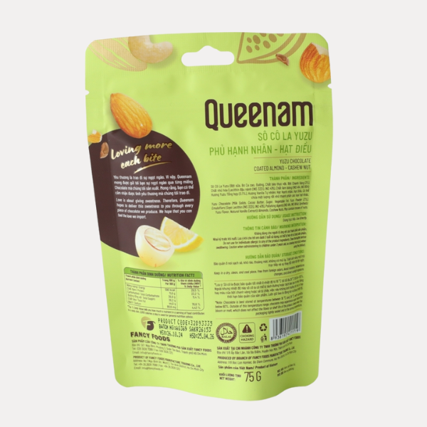 Socola Yuzu phu hat hanh nhan hat dieu - Yuzu Chocolate Coated Almond-Cashew Nut 75g