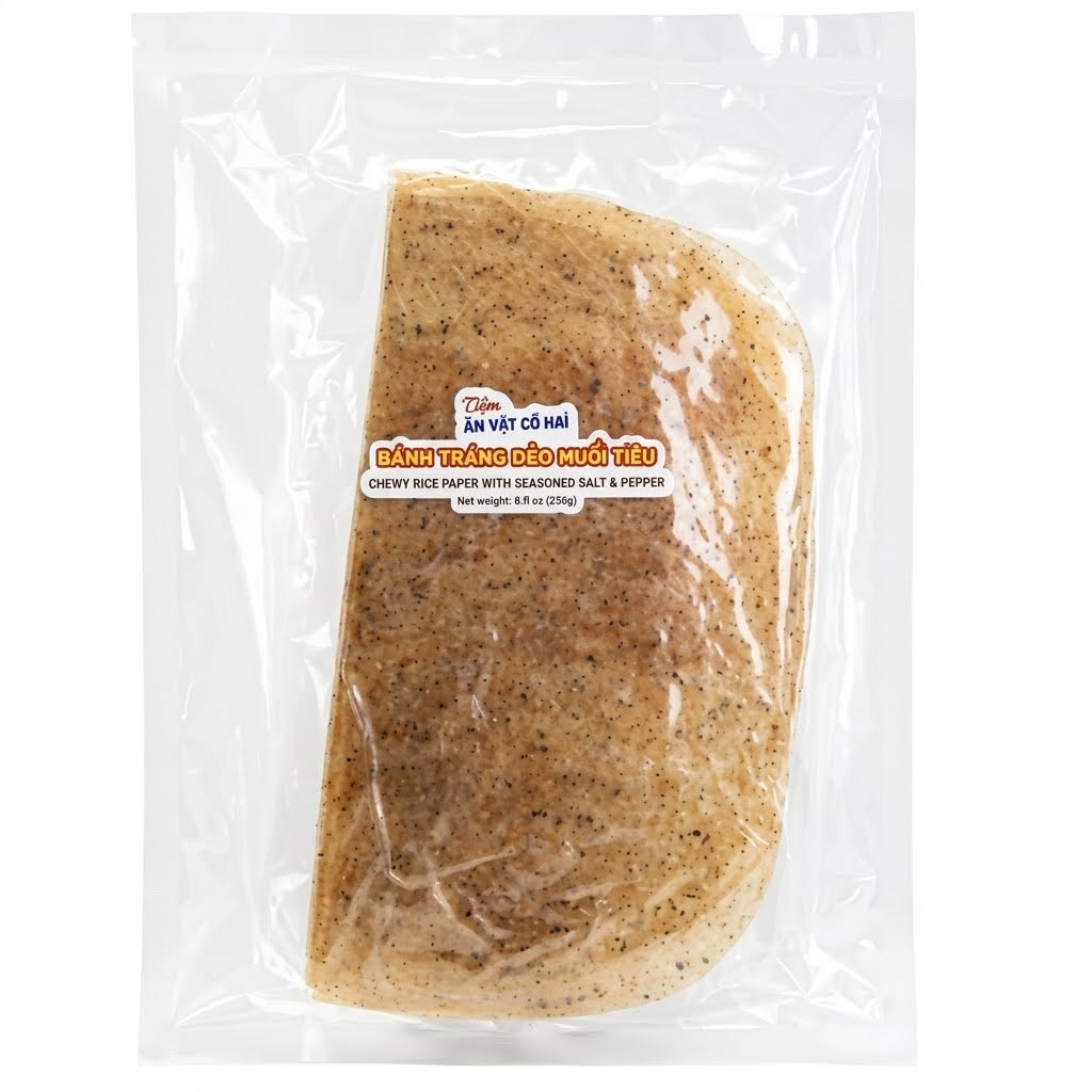 Banh trang deo muoi tieu/ Chewy Rice Paper With Seasoned Salt & Pepper * 230g