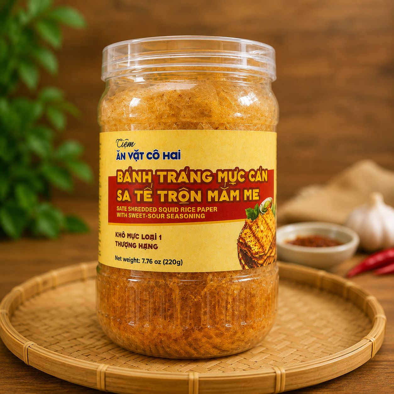 Banh trang muc can sate tron mam me 220g