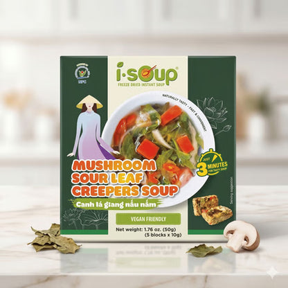 Canh La Giang Nau Nam/ Mushroom Sour Leaf Creepers Soup * 50g