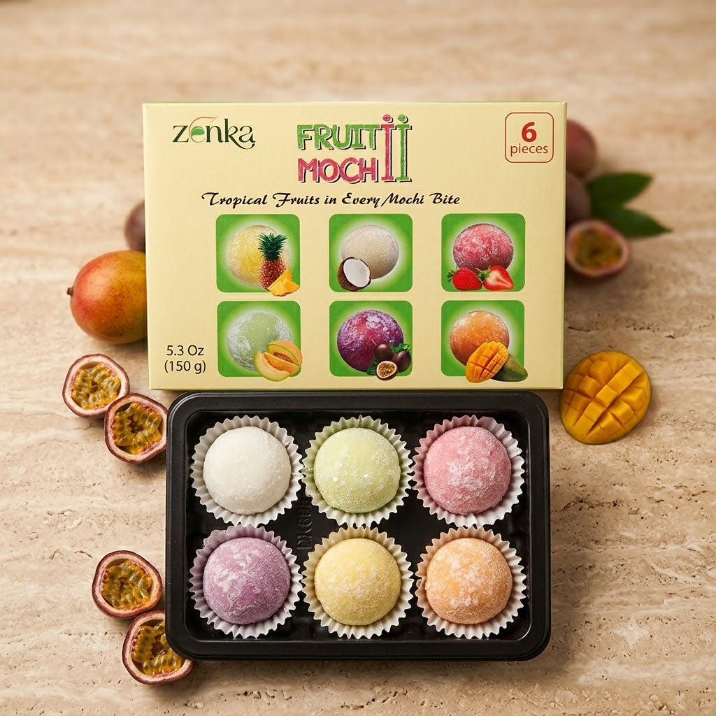 Mochi trái cây 6 vị : Dưa gang, dừa, dứa, dâu, chanh dây, xoài
