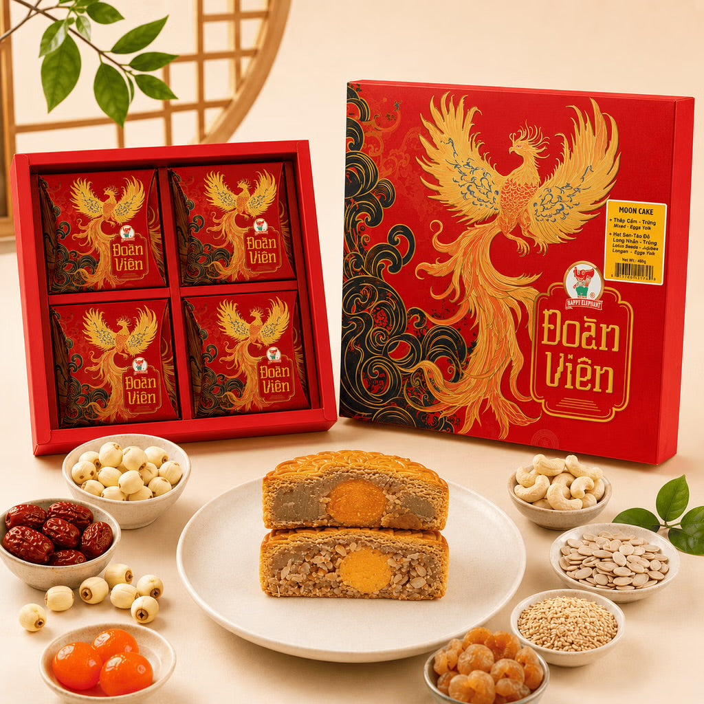 BANH TRUNG THU - Moon Cake Lotus SEED-JuJubes LONGAN (Yolk) 480g