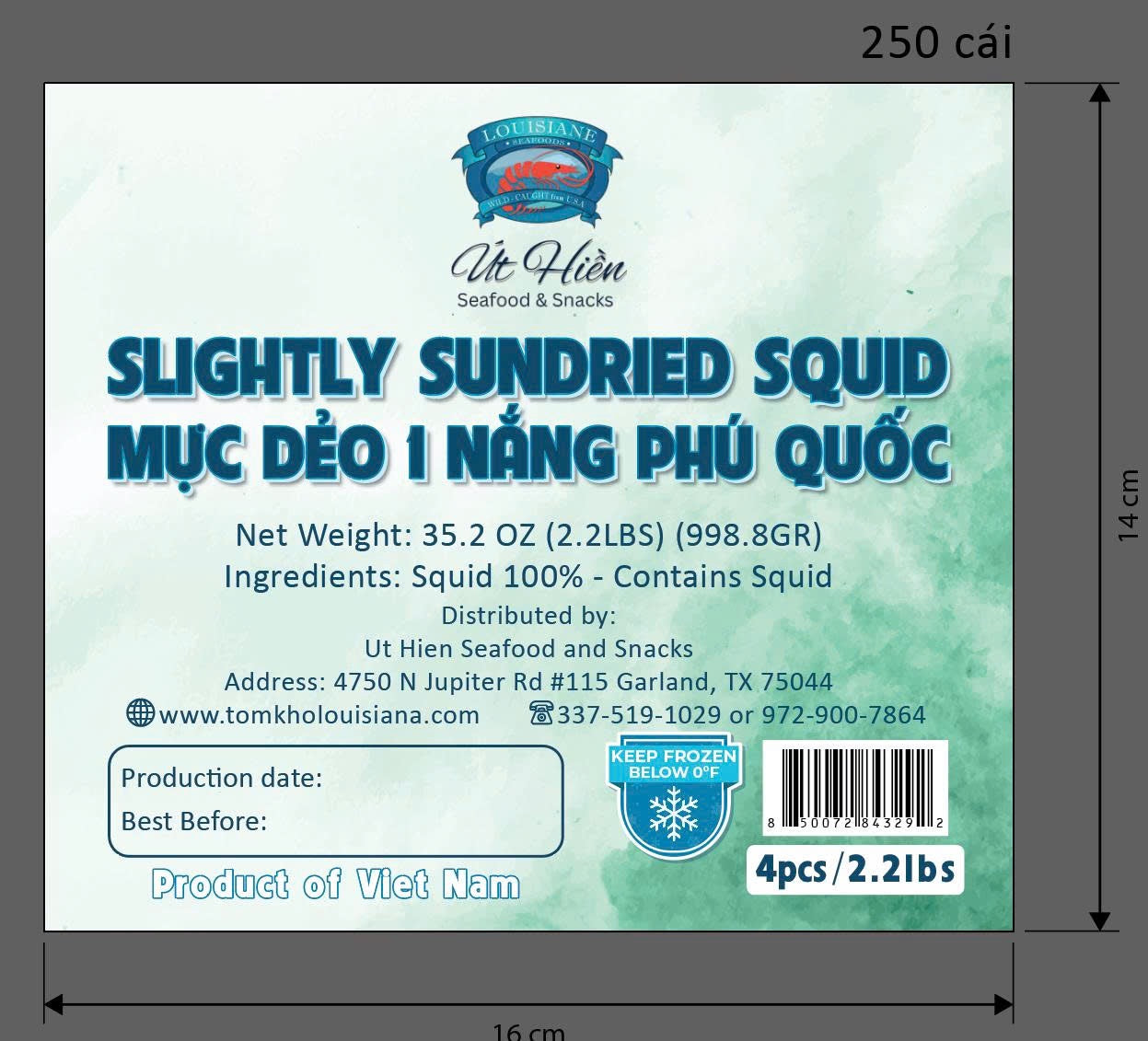 Muc mot nang deo Phu Quoc 2.2lbs -1 kg