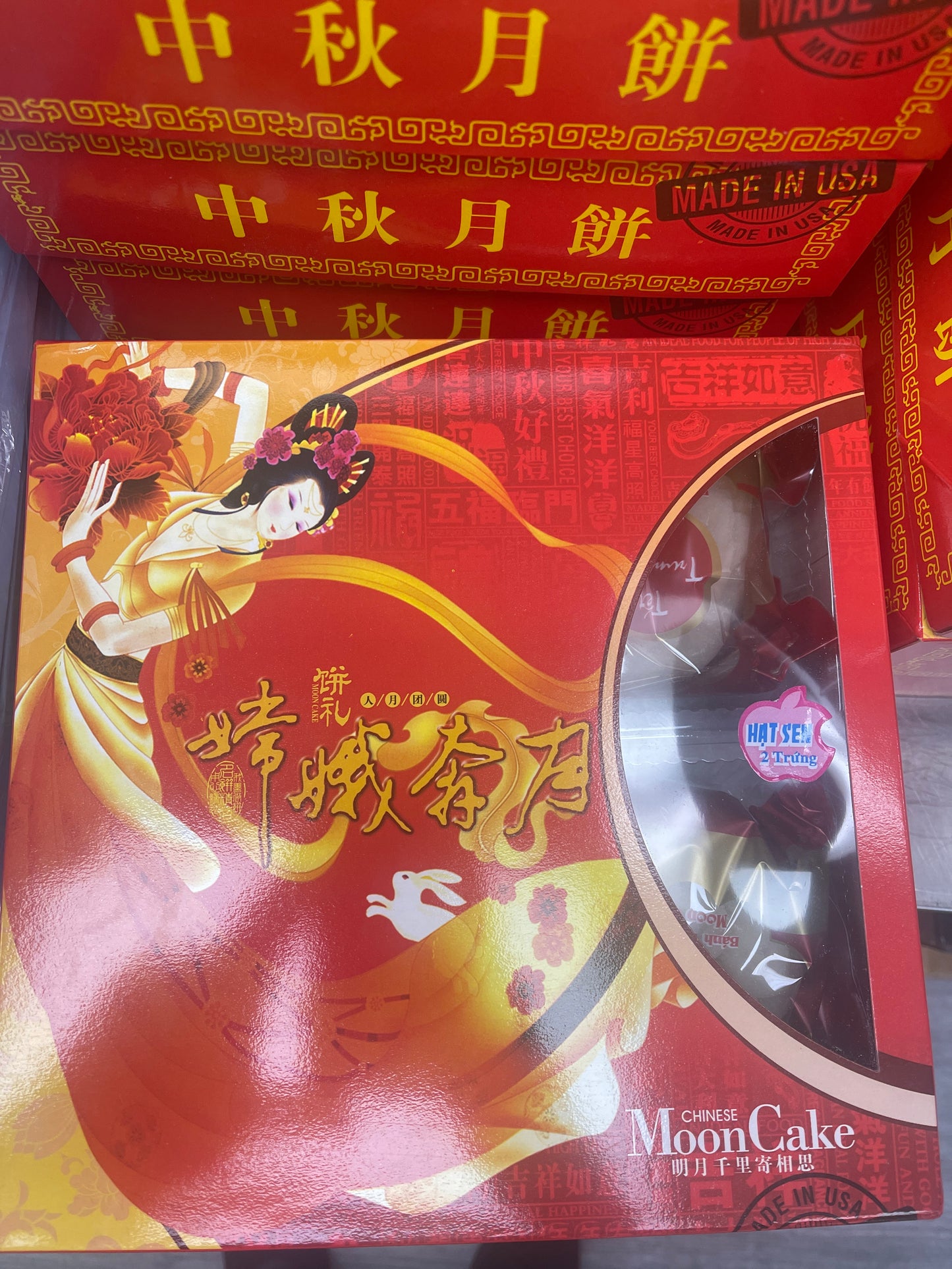 Banh Trung Thu Houston moon cake - 4 deo Hat Sen 2 Trung
