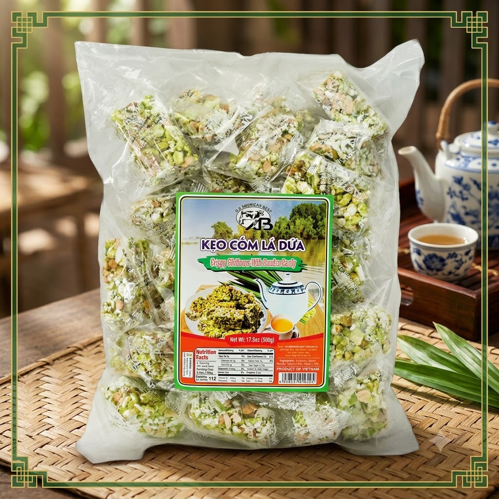 Keo com la dua - CRISPY GLUTINOUS PANDAN CANDY