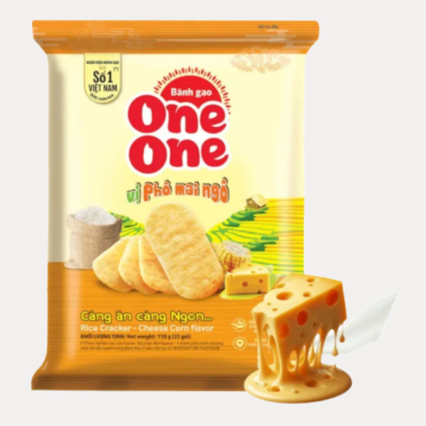 Banh Gao One One Vi Pho Mai Ngo - One One Rice Cracker With Corn Cheese Flavor 118g
