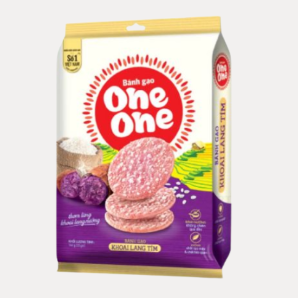 Banh Gao One One khoai lang tim - One One Rice Cracker With Purple Sweet Potatose Flavor 166g