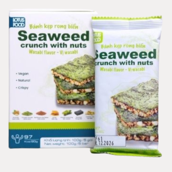 Banh Kep Rong Bien Nguyen Vi Wasabi - Seaweed Crunch With Nust Wasabi Flavor 100g