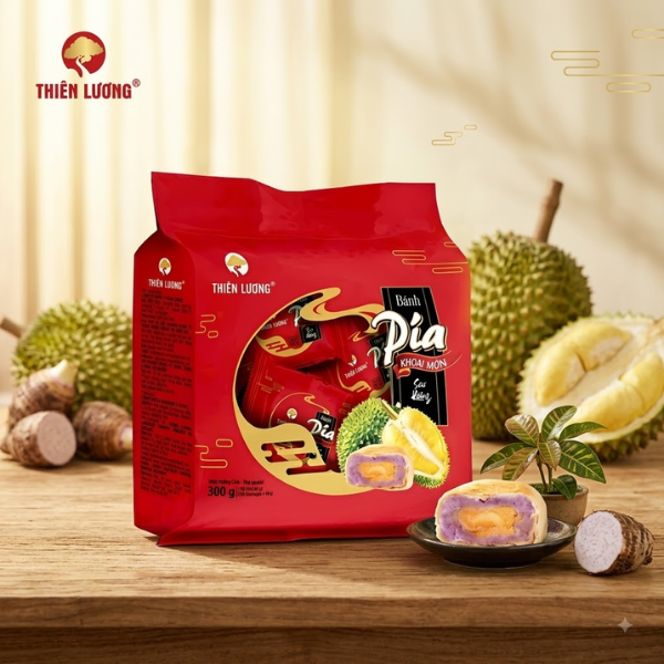 Banh Pia Khoai Mon Sau Rieng Thuong Hang - Pia Taro Durian Salted Egg Yolk 300g