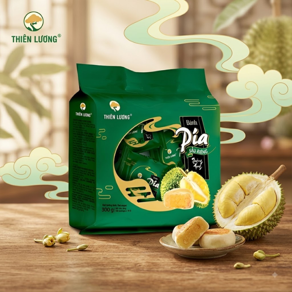 Banh Pia Sau Rieng Thuong Hang - Pia Mung Bean Durian Salted Egg Yolk 300g
