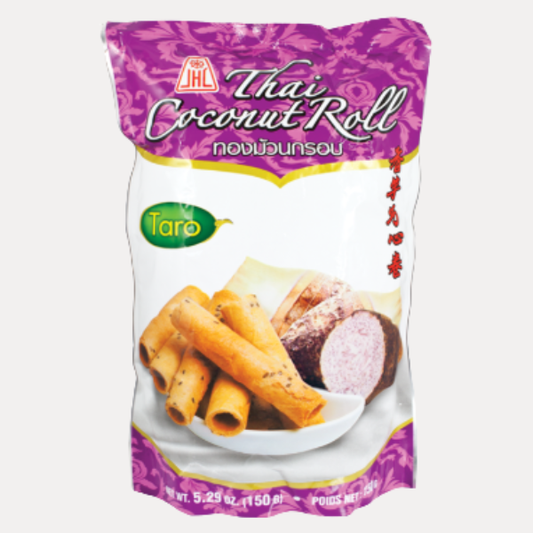 Banh Que Cuon Dua Vi Khoai Mon - JHC (BAG) TARO COCONUT ROLL 4.3OZ
