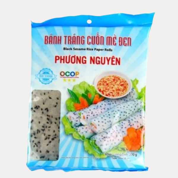 Banh Trang Cuon Me Den - Black Sesame Rice Paper Rolls 200g