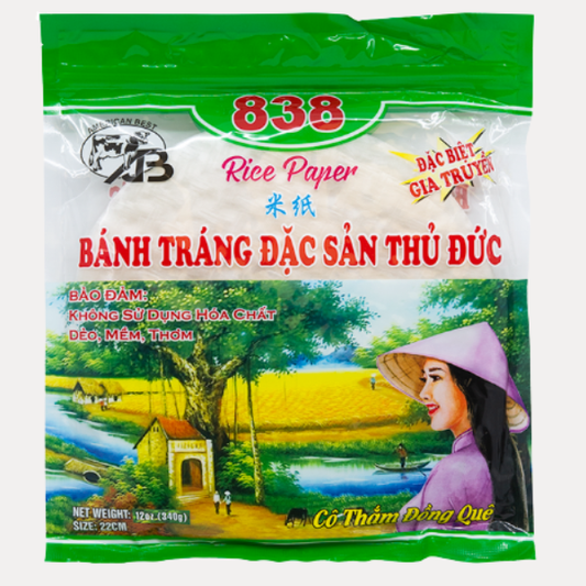 Banh Trang Dac San Thu Duc 22cm - AB SPRING ROLL RICE PAPER 22CM 12OZ