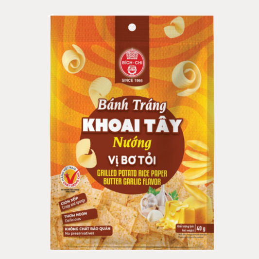 Bánh tráng khoai tây nướng vị bơ tỏi - GRILL RICE PAPER BUTTER GARLIC 1.41OZ