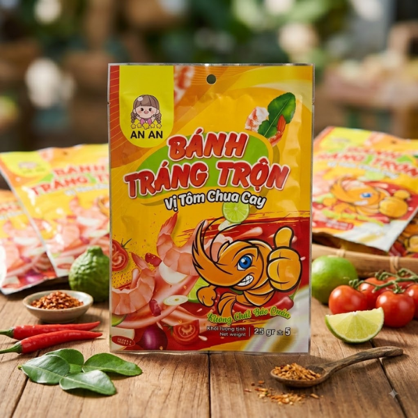 Banh trang tron vi Tom Chua Cay 25g- mua 10 bich gia 20