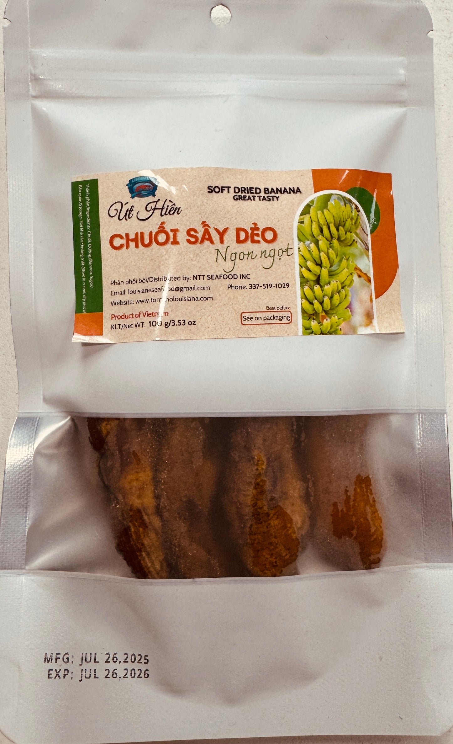 Chuoi say deo 0.22 lb/100 g