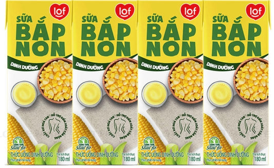SUA BAP NON -Lof Young Corn Milk, Pack of 4 x 180ml