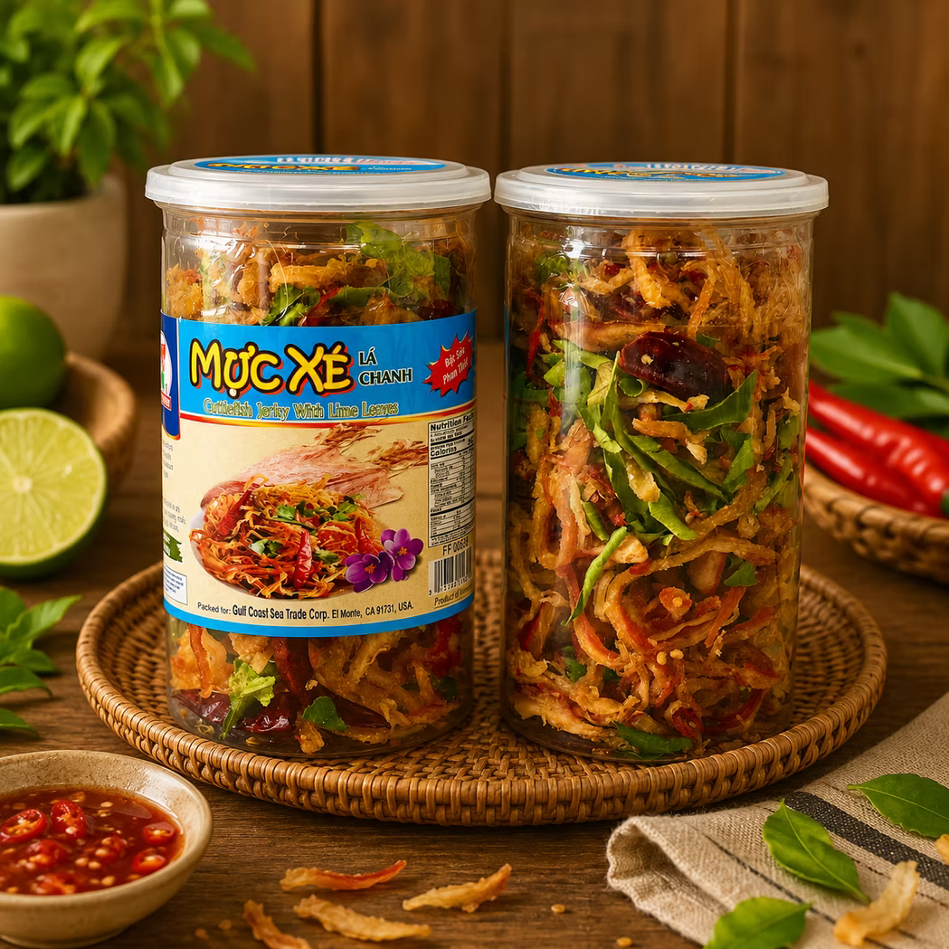 MUC XE LA CHANH / CUTTLEFISH JERKY WITH LIME LEAVES 7OZ