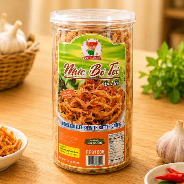 MUC BO TOI/DRIED CUTTLEFISH W/BUTTER GARLIC 24X7OZ/JARS