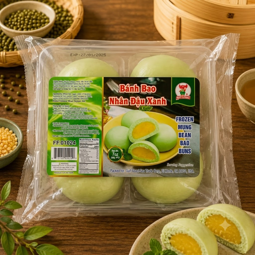 BANH BAO NHAN DAU XANH / MUNG BEAN BAO BUNS 7OZ