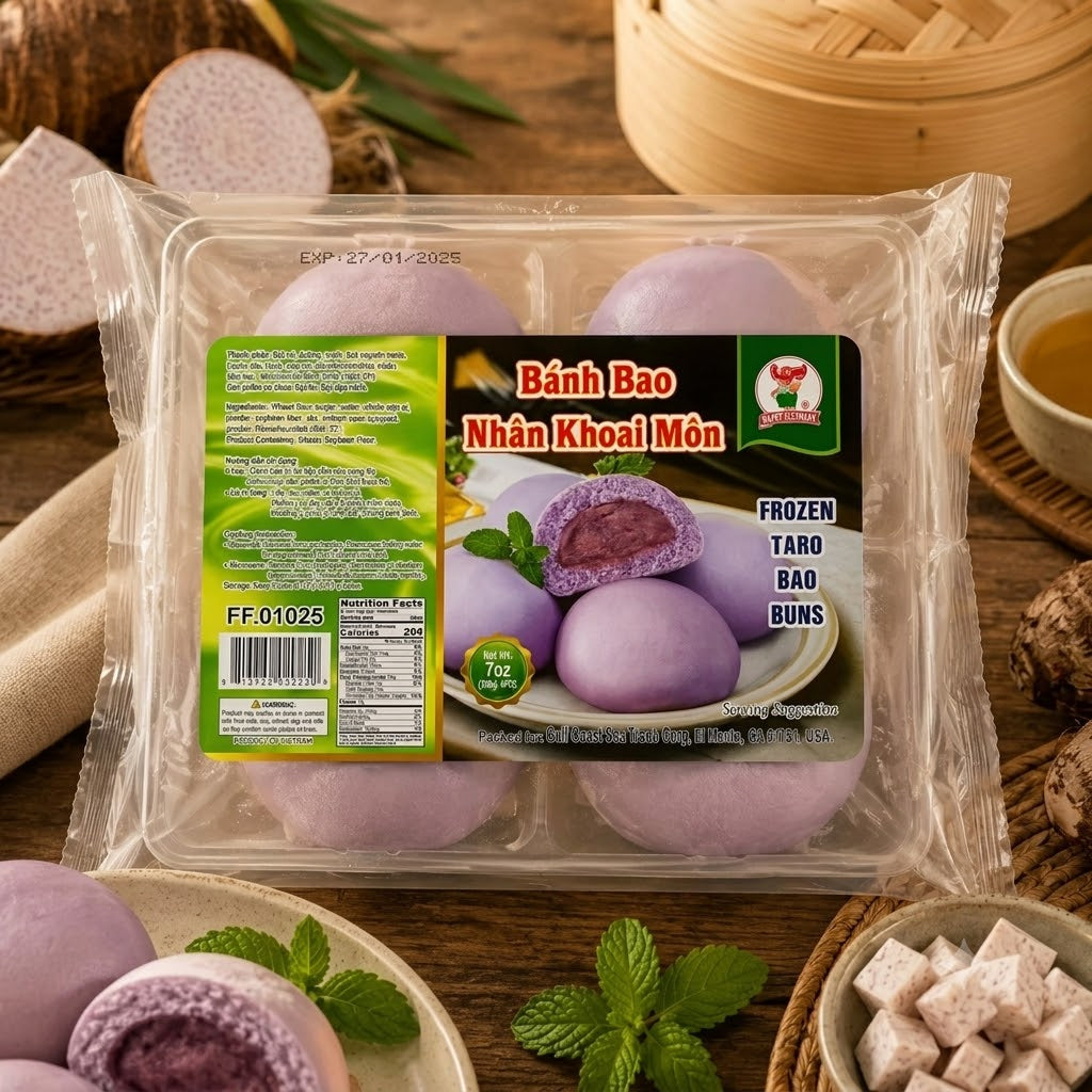 BANH BAO NHAN KHOAI MON / TARO BAO BUNS 7OZ