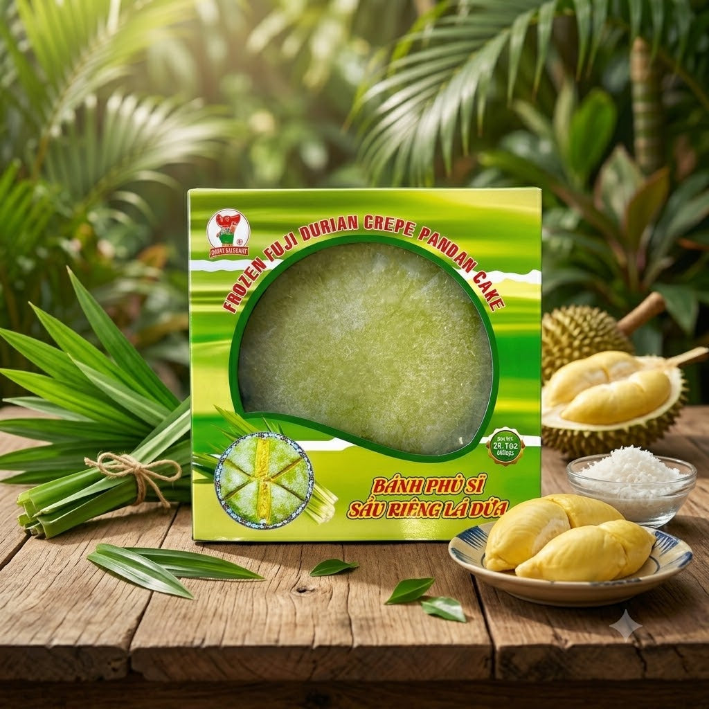 BANH CREPE NHAN SAU RIENG / FUJI DURIAN CREPE PANDAN CAKE (FROZEN) 21OZ