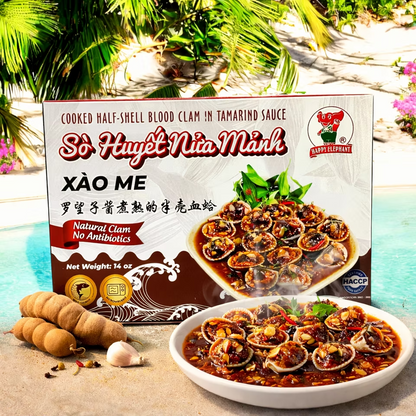 SO HUYET NUA MANH XAO ME / COOKED HALF SHELL BLOODY CLAM W/TAMARIND SAUCE 14OZ