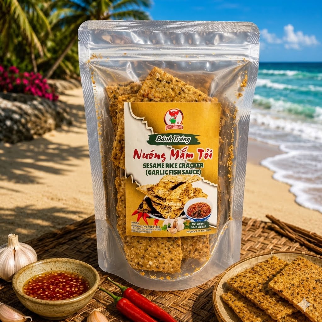 BANH TRANG NUONG MAM TOI / SESAME RICE CRACKER W/GARLIC FISH SAUCE 5.6OZ
