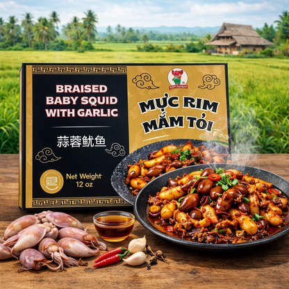 MUC RIM MAM TOI / FROZEN BRAISED BABY SQUID W/GARLIC 12OZ