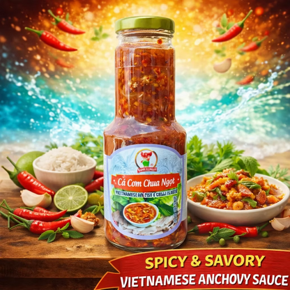 CA COM CHUA NGOT/PICKLED WHOLE ANCHOVY FISH & CHILLI IN BRINE
300Gx24JARS/CS, 16.50LBS/CS