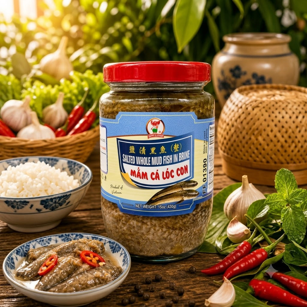MAM CA LOC CON / SALTED WHOLE MUD FISH IN BRINE 430G