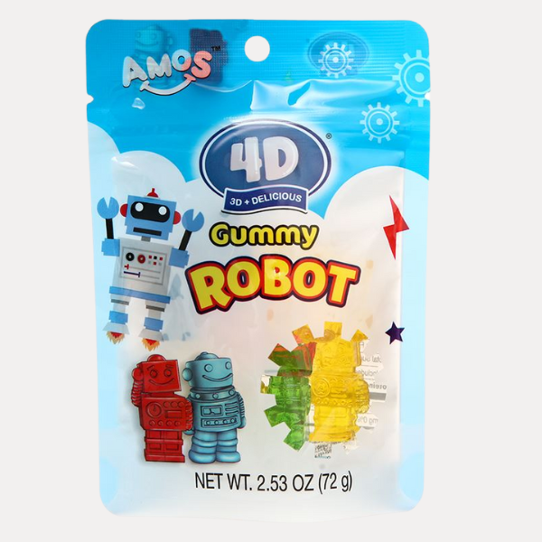 Keo deo 3D hinh Robot nhieu mau - 4D Gummy Robot 72g 2.53OZ