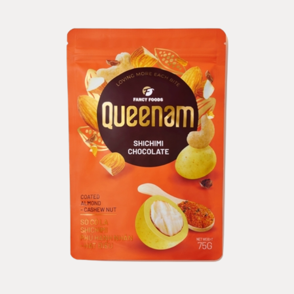 Socola Shicimi phu hat hanh nhan hat đieu - Shichimi Chocolate Coated Almond Cashew Nut 75g