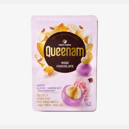 Socola hoa hong phu hat hanh nhan hat dieu mac ca - Rose Chocolate Coated Almond-Cashew Nut-Macadamia Nut 75g