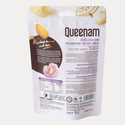 Socola hoa hong phu hat hanh nhan hat dieu mac ca - Rose Chocolate Coated Almond-Cashew Nut-Macadamia Nut 75g