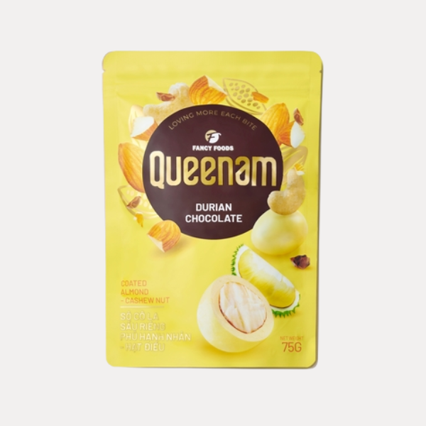 Socola sau rieng phu hat hanh nhan hat dieu - Durian Chocolate Coated Almond-Cashew Nut 75g