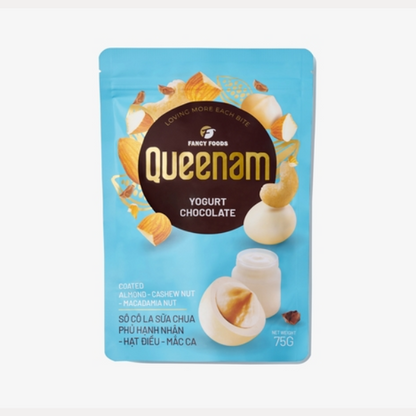 Socola sua chua phu hat hanh nhan hat dieu mac ca - Yogurt Chocolate Coated Almond-Cashew Nut-Macadamia Nut 75g